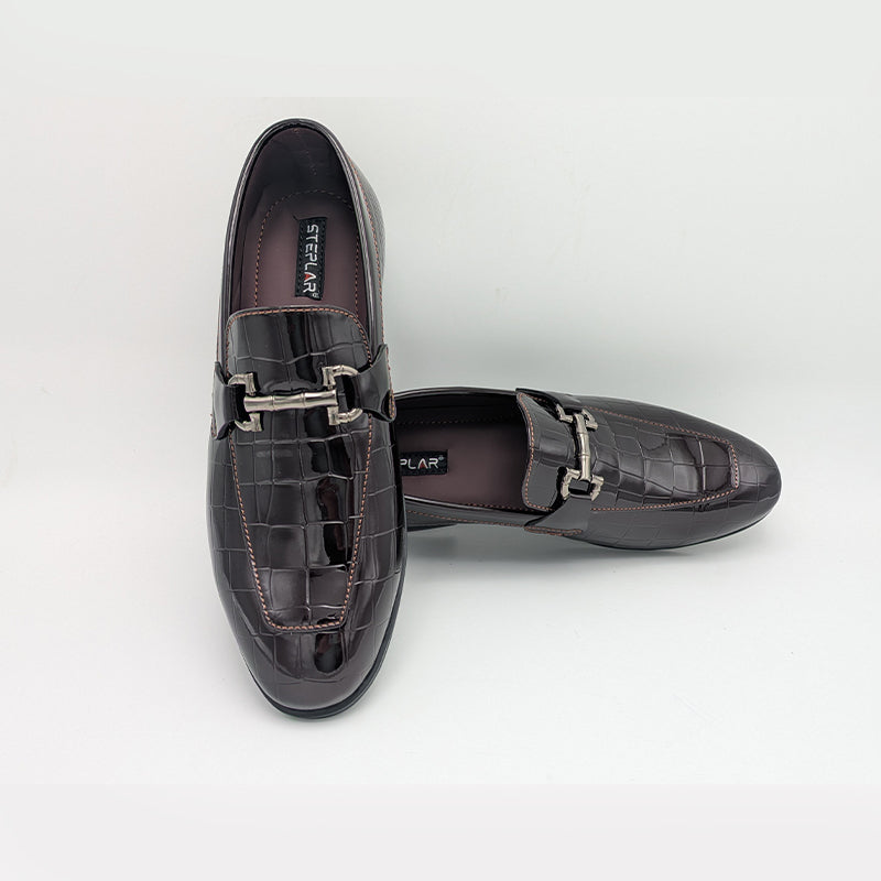 Men's Patent Finish Croc-Texture Formal Shoe