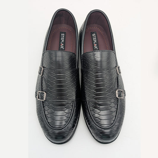 Men's Exotic Textured Monk Strap Slip-On
