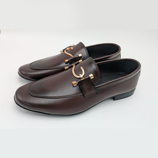 Men's Formal Mocha Dress Shoe with Gancini-Style Hardware