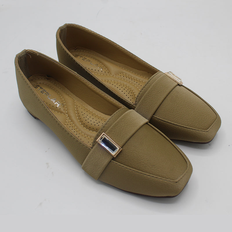 STEPLAR Squared-Toe Jewel Accent Flat