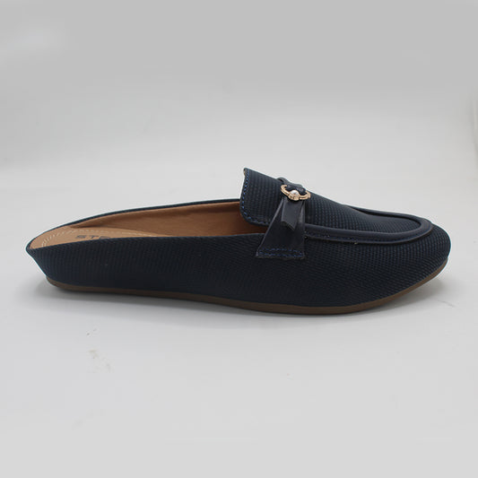 STEPLAR Navy Textured Backless Mule