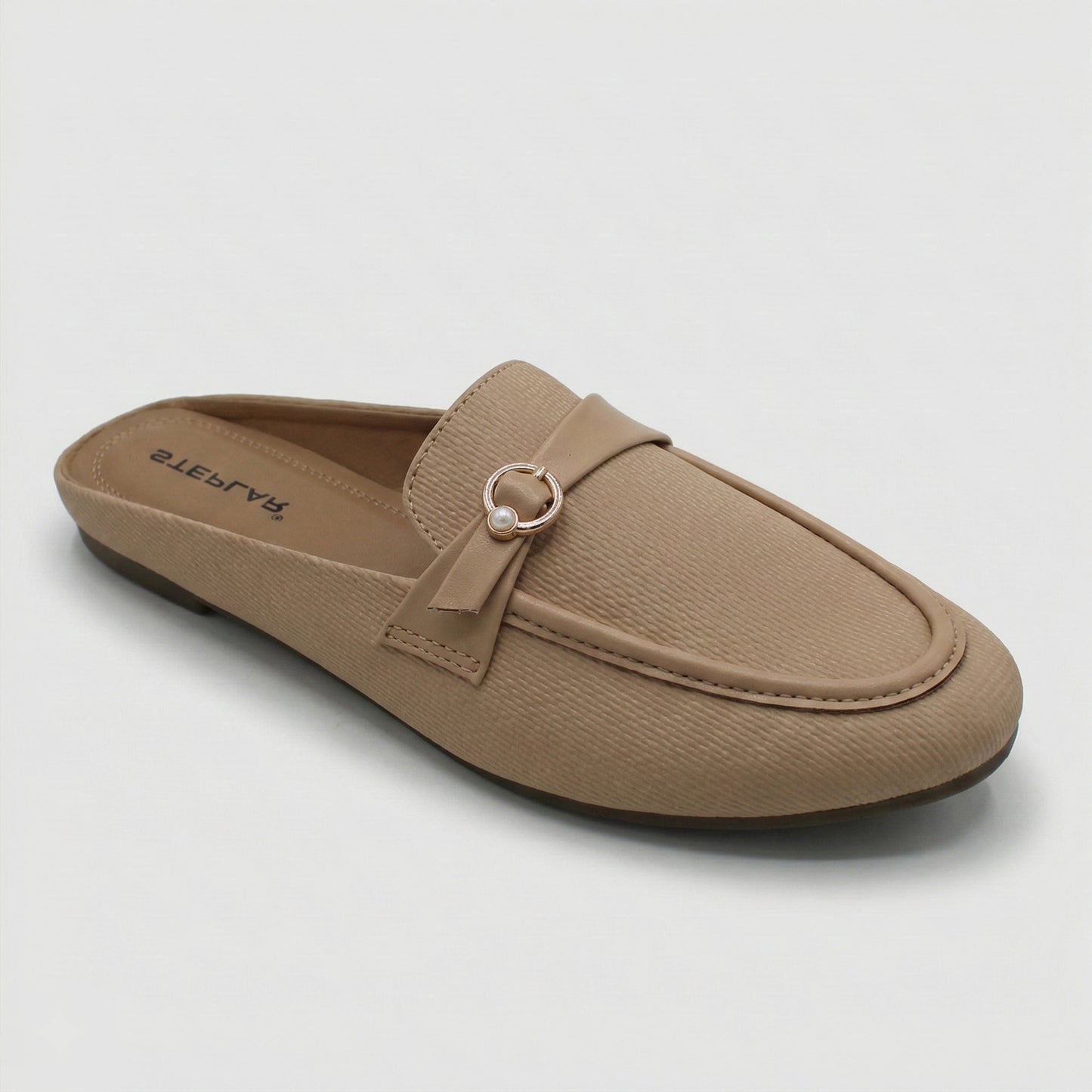 STEPLAR Navy Textured Backless Mule