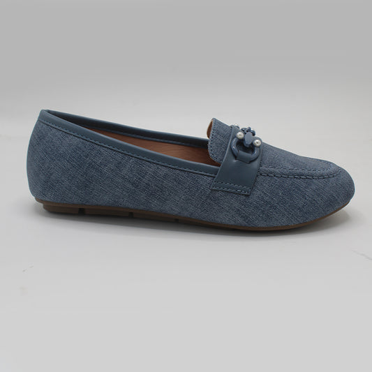 STEPLAR Textured Denim-Look Pearl Flat