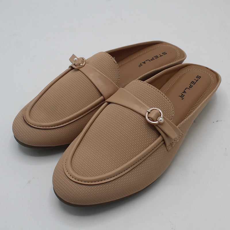 STEPLAR Navy Textured Backless Mule