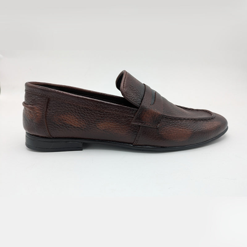 STEPLAR Men's Burnished Leather Formal Slip-On Dress Shoe