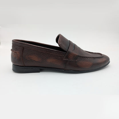 STEPLAR Men's Burnished Leather Formal Slip-On Dress Shoe