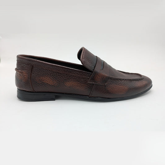 STEPLAR Men's Burnished Leather Formal Slip-On Dress Shoe