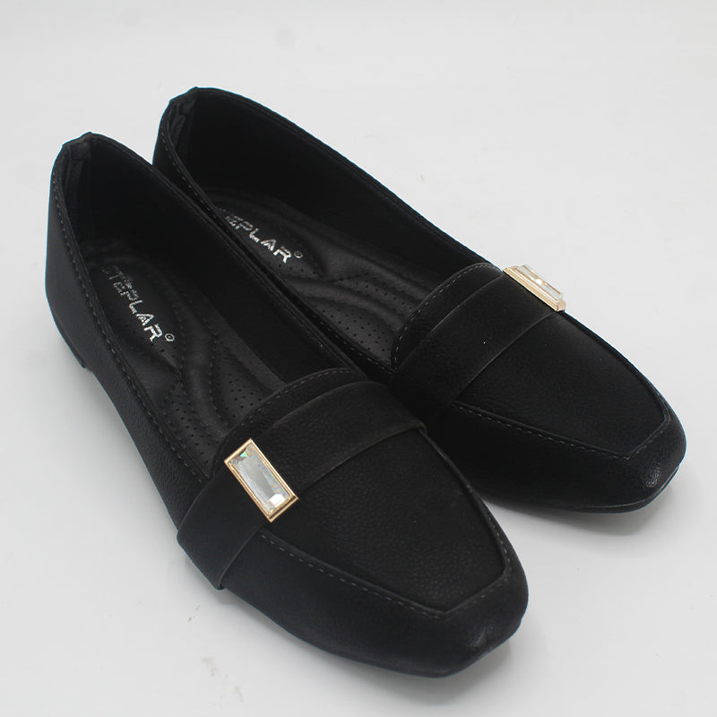 STEPLAR Squared-Toe Jewel Accent Flat