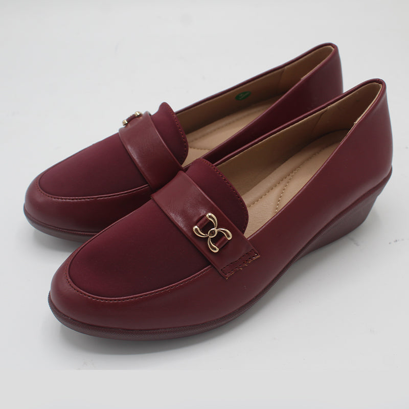 STEPLAR Burgundy Comfort Wedge Loafer