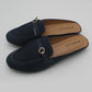 STEPLAR Navy Textured Backless Mule