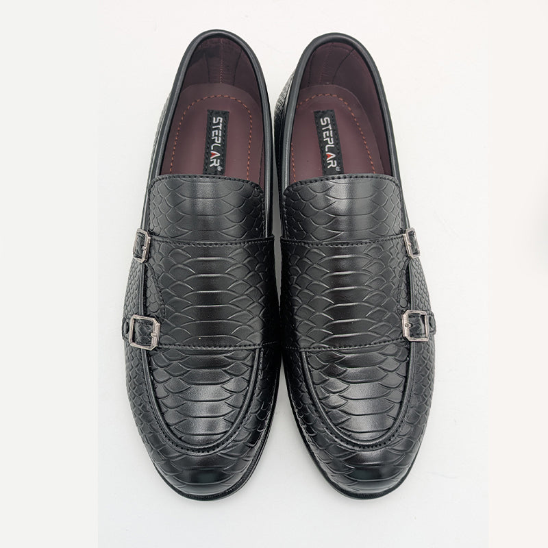 Men's Exotic Textured Monk Strap Slip-On