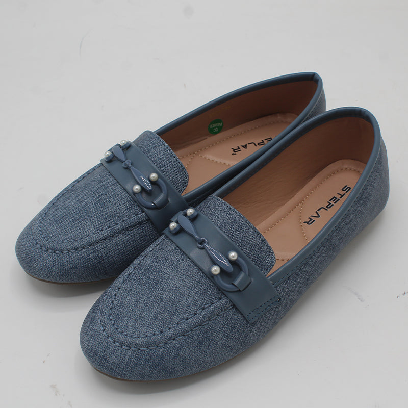 STEPLAR Textured Denim-Look Pearl Flat