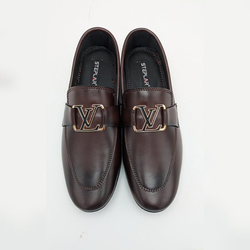 Men's Elite Formal Slip-On Dress Shoe with Monogram Buckle