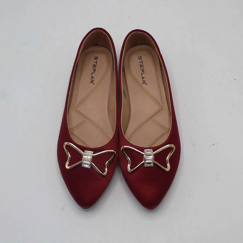 STEPLAR Denim-Look Pearl Chain Flat