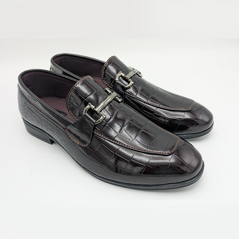 Men's Patent Finish Croc-Texture Formal Shoe