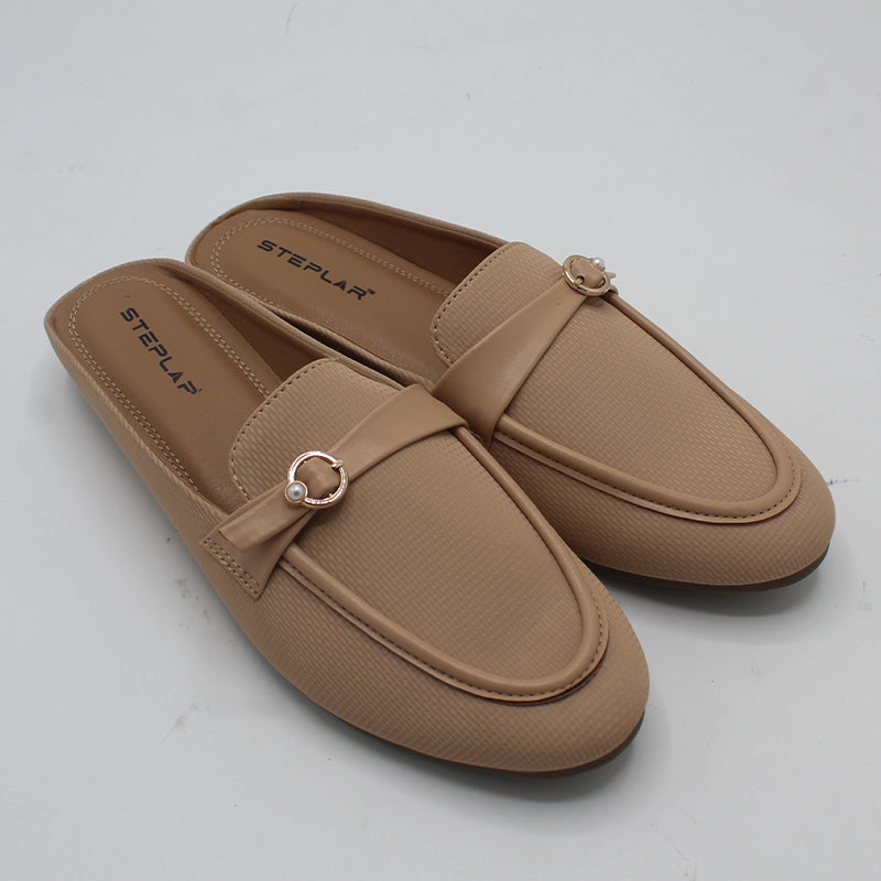 STEPLAR Navy Textured Backless Mule