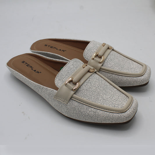 STEPLAR Cracked-Effect Buckle Mule
