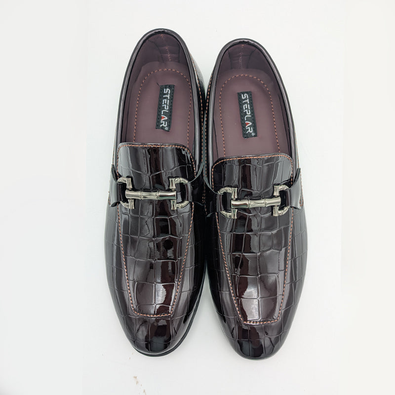 Men's Patent Finish Croc-Texture Formal Shoe