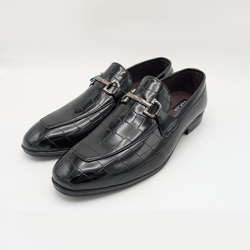 Men's Patent Finish Croc-Texture Formal Shoe