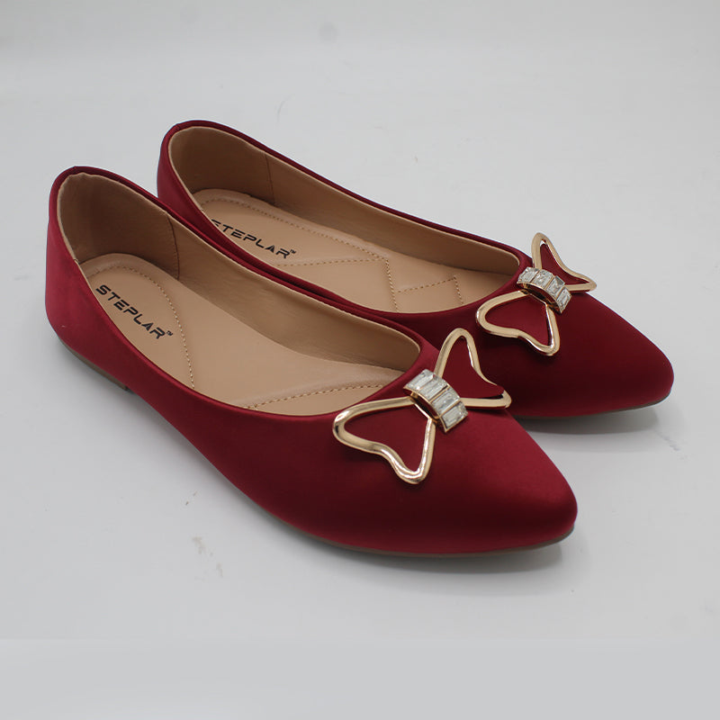 STEPLAR Denim-Look Pearl Chain Flat