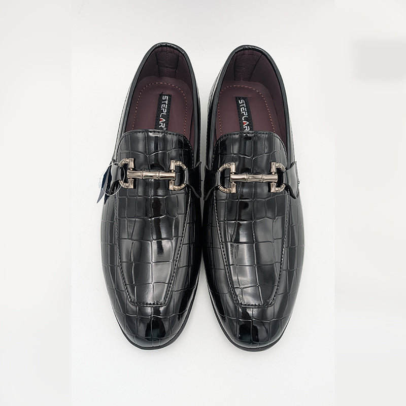 Men's Patent Finish Croc-Texture Formal Shoe