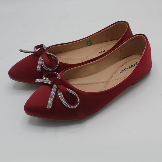 STEPLAR Velvet Rhinestone Bow Flat