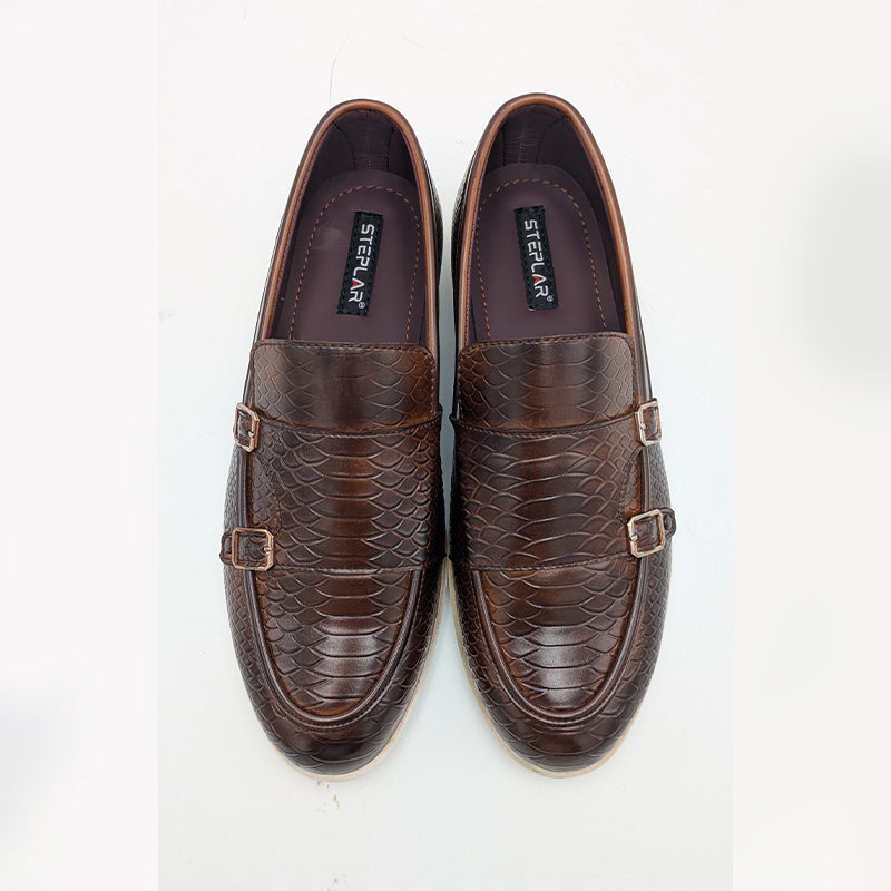 Men's Exotic Textured Monk Strap Slip-On