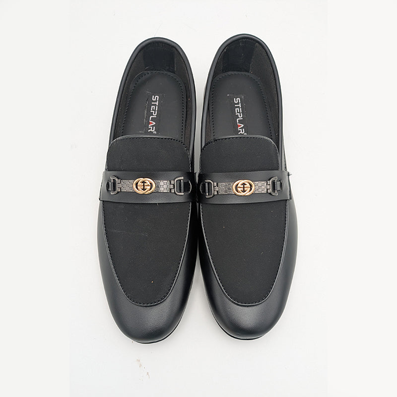 Men's Dual-Tone Brown & Black Dress Shoe with Interlocking Buckle