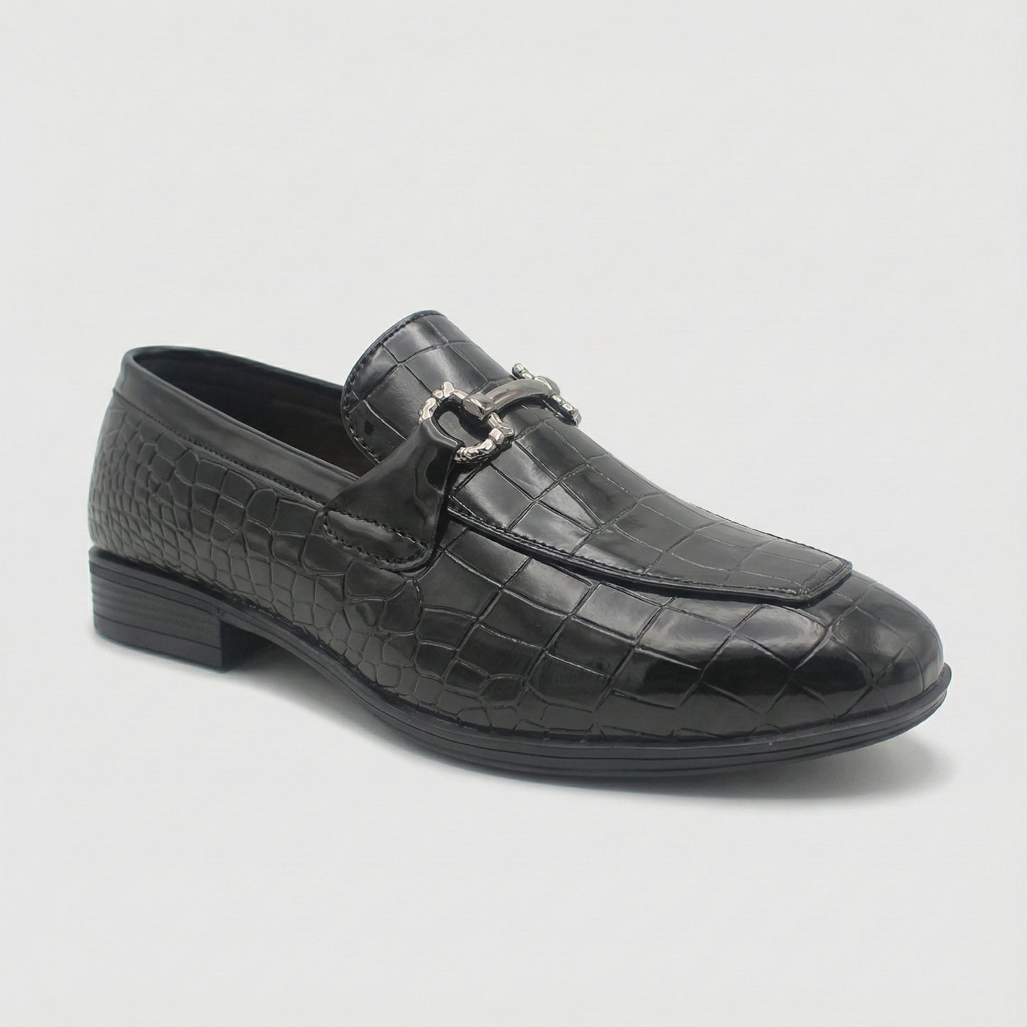 Men's Patent Finish Croc-Texture Formal Shoe