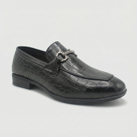 Men's Patent Finish Croc-Texture Formal Shoe