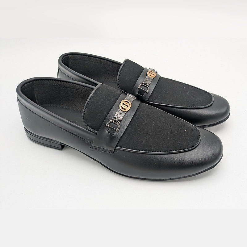 Men's Dual-Tone Brown & Black Dress Shoe with Interlocking Buckle