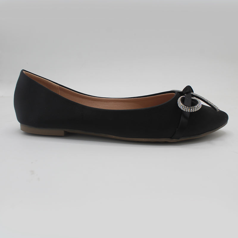 STEPLAR Velvet Rhinestone Bow Flat