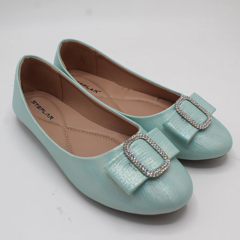 STEPLAR Metallic Rhinestone Buckle Flat