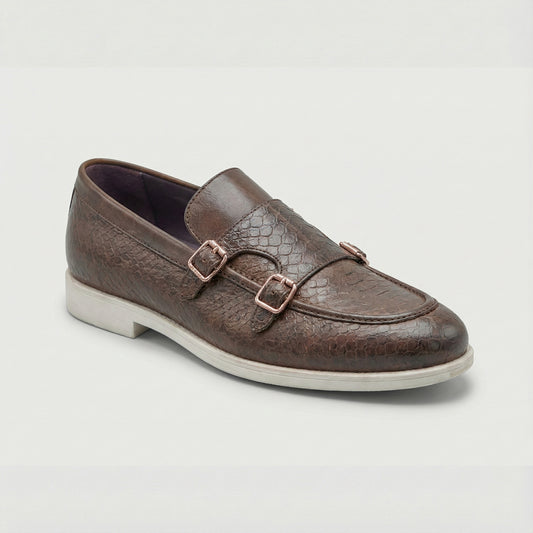 Men's Exotic Textured Monk Strap Slip-On